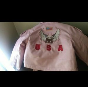 Black and pink leather jackets